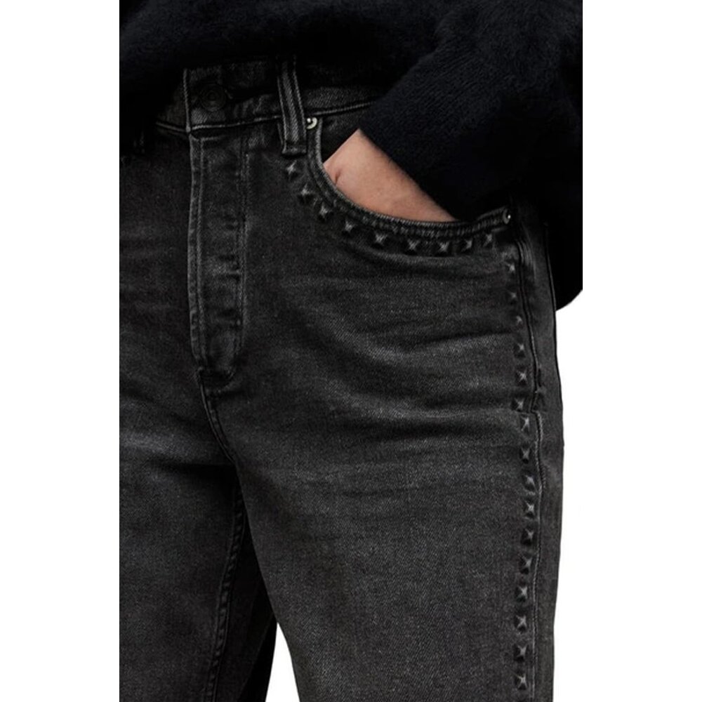 Allsaints Avery High-Rise Studded Straight Jeans